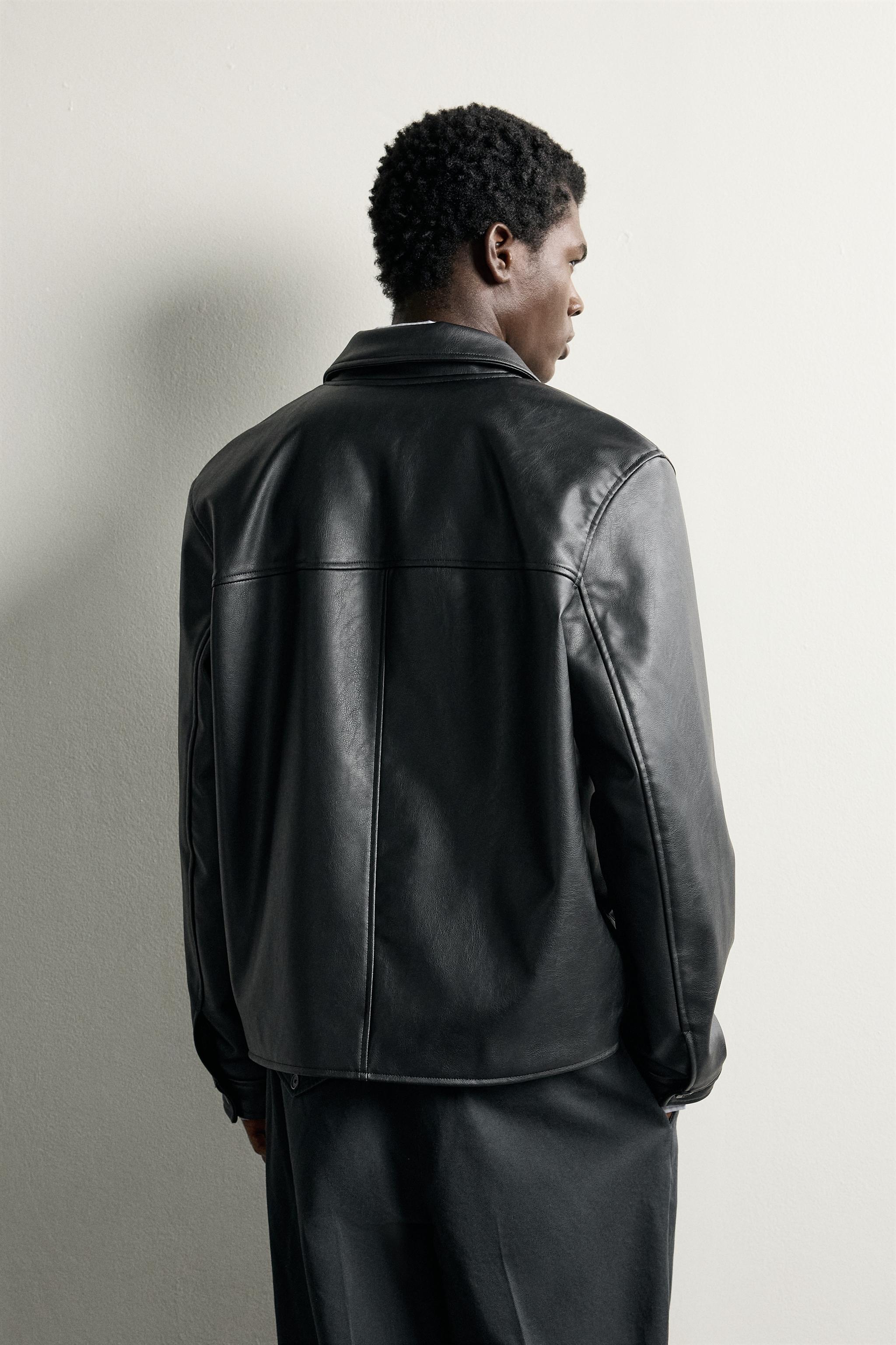 REGULAR FIT FAUX-LEATHER-EFFECT JACKET